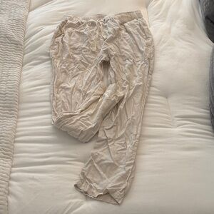 Pilcro Cream Drawstring Relaxed Pants